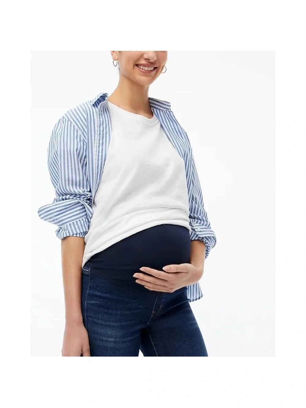 J. Crew Dark Blue Maternity Jeans with Navy Blue Stretch Panel